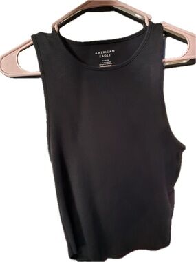 American Eagle Outfitters Black Ribbed Crew Tank